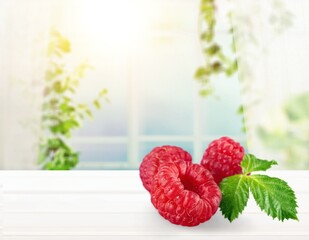 Set of tasty sweet ripe raspberries