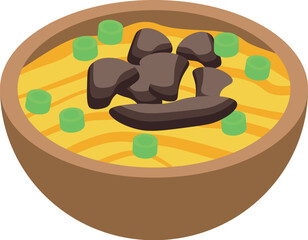 Comforting bowl of asian inspired noodle soup, featuring earthy mushrooms and fresh green onions