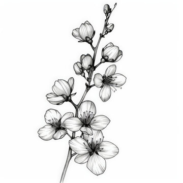flower, cherry, Japan, floral, vector, nature, illustration, pattern, plant, drawing, leaf, art, vintage, decoration, sketch, branch, design, flowers, blossom, summer, spring, black, rose, garden, bea