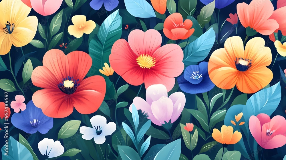 Canvas Prints An illustration of flowers
