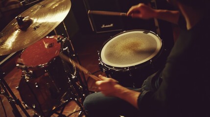 Energetic Drummer in Action