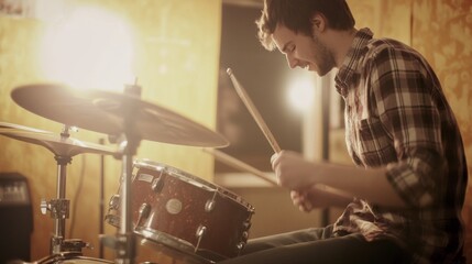 Passionate Drummer in Action