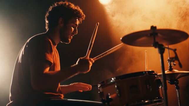 Energetic Drummer on Stage