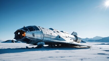 Obraz premium Airplane Parked in Snow