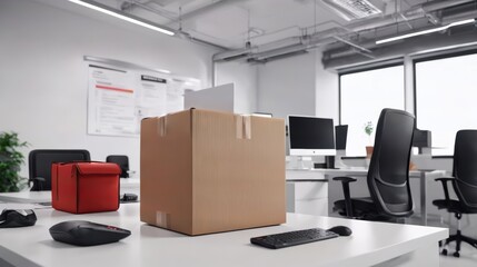 Box on Table in Office