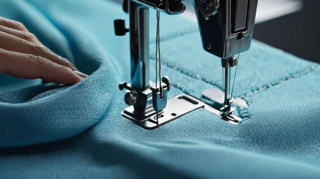 Person Sewing on a Sewing Machine