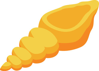 Yellow seashell is lying on a white background, evoking summer vacation and tropical destinations