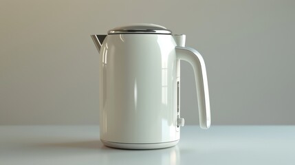 Modern White Electric Kettle on Minimalist Kitchen Countertop with Soft Lighting