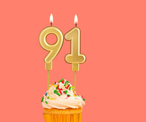 Birthday candle and cupcake - Number 91
