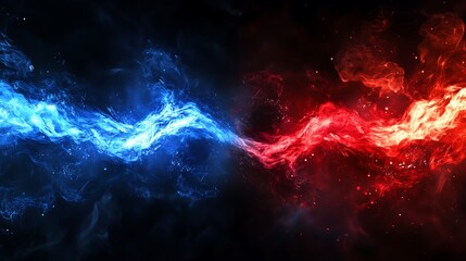red and blue energy clashing