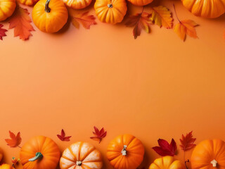 秋　ハロウィン　紅葉　カボチャ　背景　コピースペース