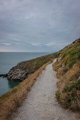 Howth, Ireland - June 18 2024 "Howth Cliff walk trail during the cloudy morning"