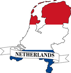 Netherlands flag map, national identity country silhouette