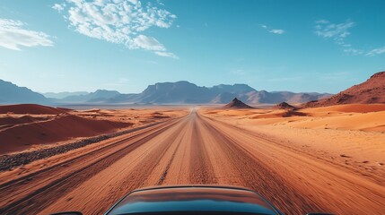 car driving through the dessert