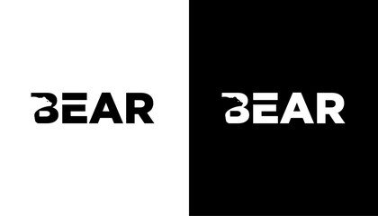 negative space text bear logo vector design inspiration