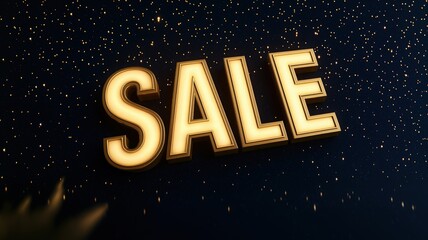 Eye-catching sale sign illuminated against a dark backdrop, perfect for promotions, advertising, and marketing projects.