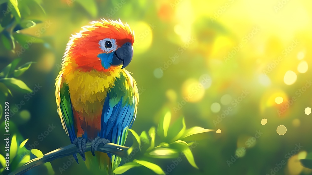 Canvas Prints cute cartoon parrot