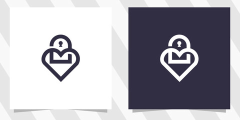 love with lock logo design vector