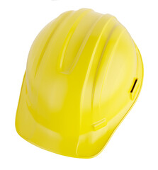 Top of Yellow Construction Hard Hat Isolated. Transparent PNG.