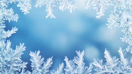 Obraz premium Frosty ice border background