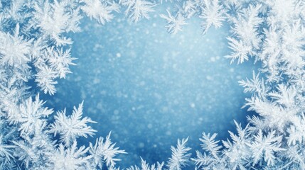 Obraz premium Frosty ice border background