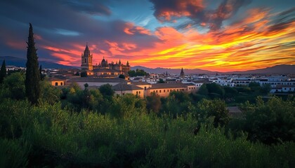 Naklejka premium Stunning skyline view of cordoba, spain captured in a beautiful photography shot