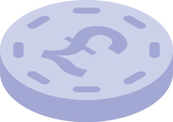 Pound sterling coin is laying flat showing the front