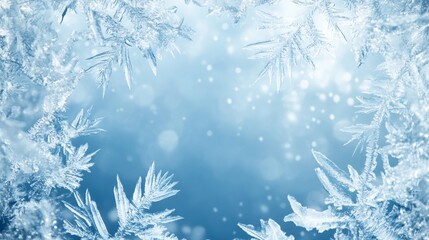 Obraz premium Frosty ice border background