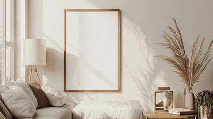 Mockup Frame in Cozy Home Interior, 3D Render 