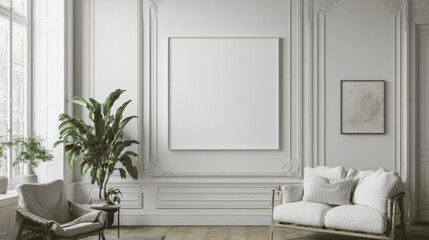 Mockup Frame in Parisian Flat Interior, 3D Render