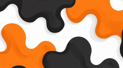 Abstract Black and Orange Liquid Shapes