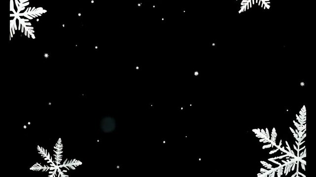  Large and small snow snowflakes winter holiday christmas against with black png background