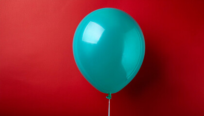 Cyan balloon on red background