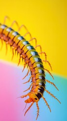 Obraz premium centipede isolated on colorful background