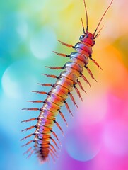 Obraz premium centipede isolated on colorful background