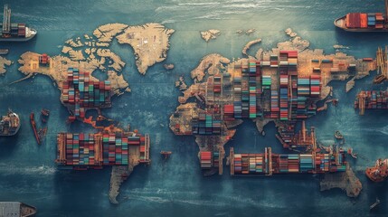 A map showing global import-export logistics network with international partner links.