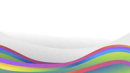 Simple Colorful Gradient Abstract Wave on White Background With Copy Space