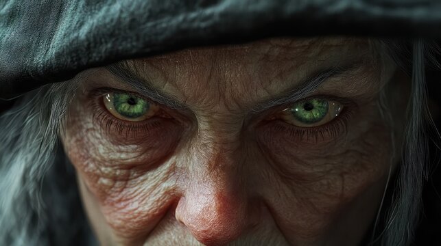close-up portrait of a witch - dark coven crones - 12 of 13 - digital illustration, created with generative ai