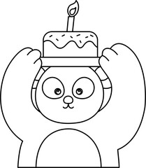 animal birthday lineart coloring