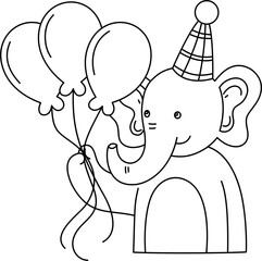 animal birthday lineart coloring