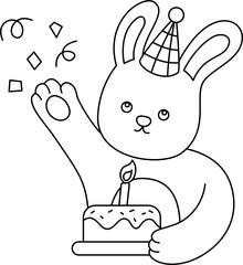 animal birthday lineart coloring