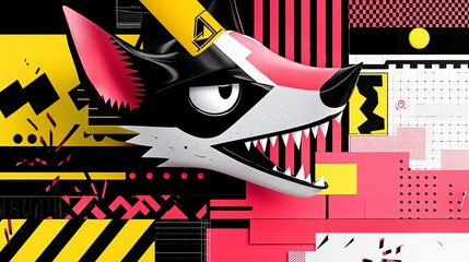 Obraz premium A Colorful, Abstract Animal Head