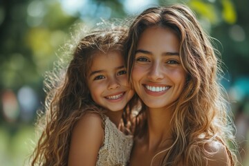 Mother and daughter smiling together