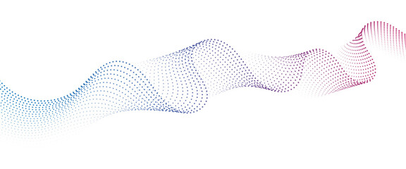 Flowing Dot Wave halftone gradient pattern on transparent background	