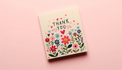 Pink Floral Thank You Note: Delicate Expression of Gratitude