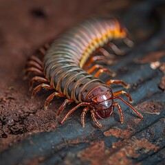 centipede isolated on metal background