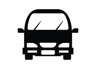 Pick up car. Front view. Simple illustration in black and white.