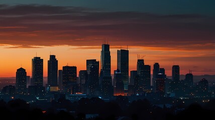 Fototapeta premium city skyline at sunset