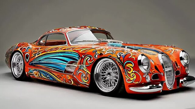 a car painted with a psychedelic design