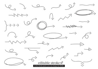 手書きのシンプルな矢印セット